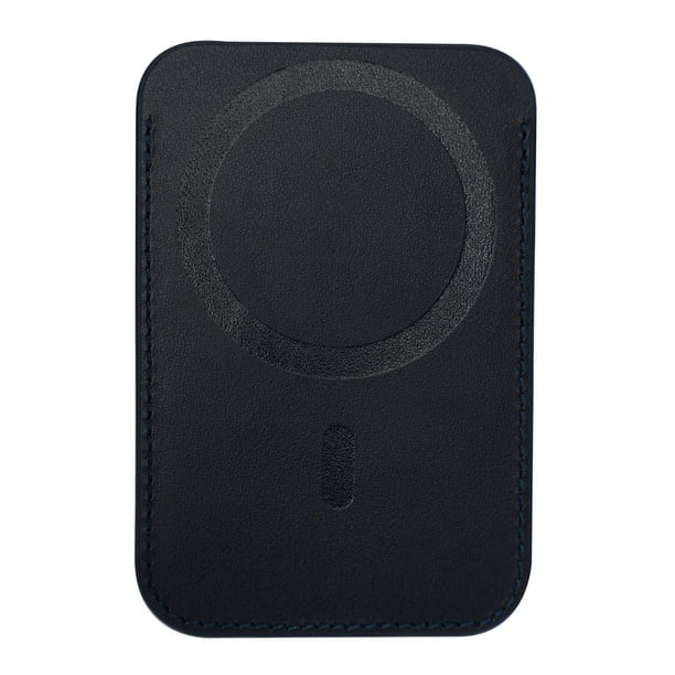 Billetera magnética negra es un tarjetero estilo MagSafe diseñado para iPhone, con un diseño delgado y funcional.