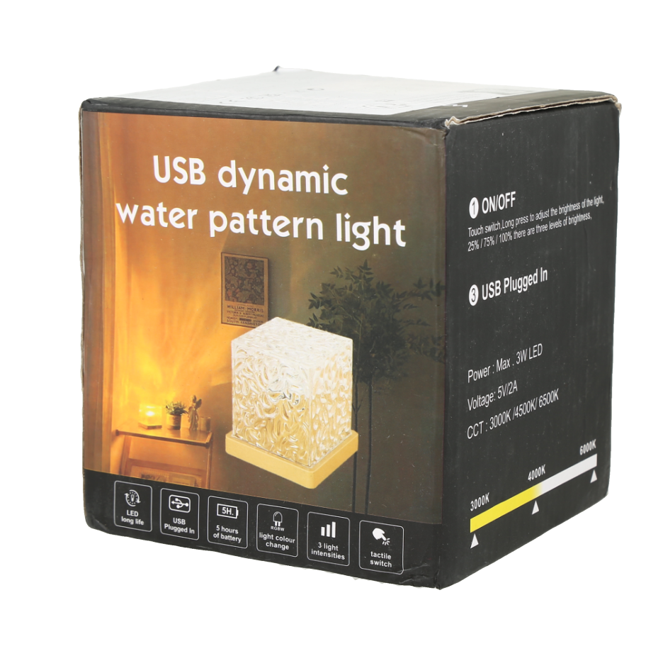 lámpara proyectora de patrón de agua dinámica USB,