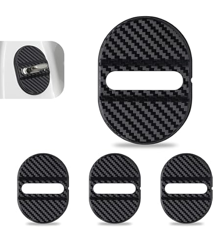 Protectores de cerradura de puerta de coche con acabado de fibra de carbono.