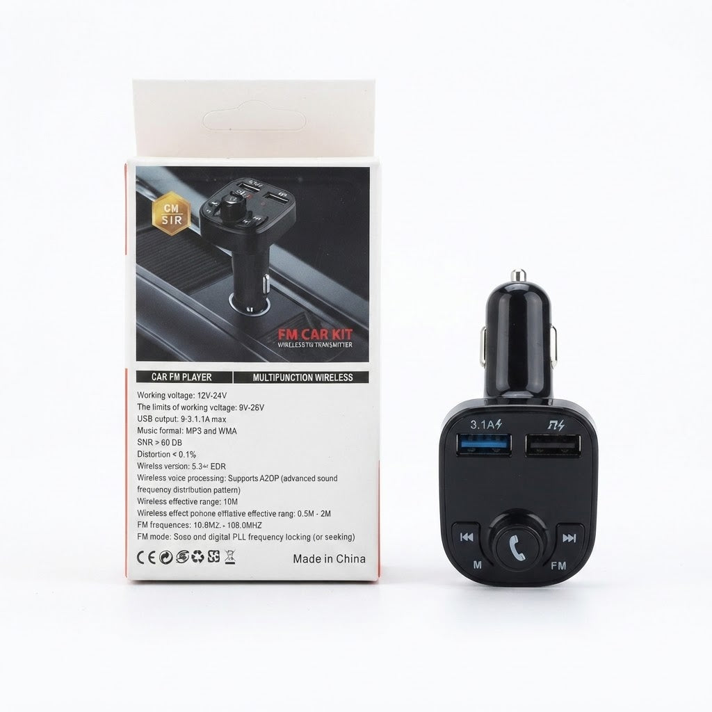Transmisor FM Bluetooth multifunción para auto modelo genérico tipo X8.