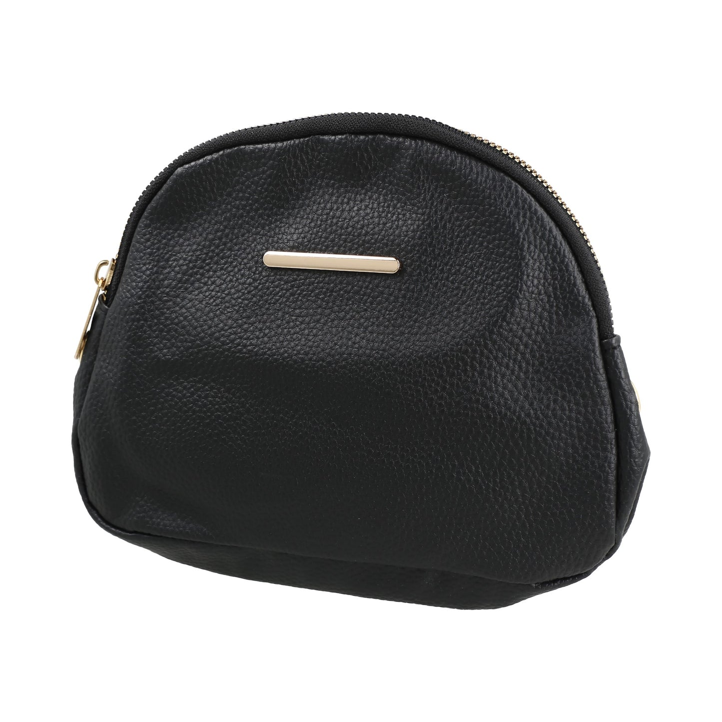 Cartera de mano en color negro con textura de cuero