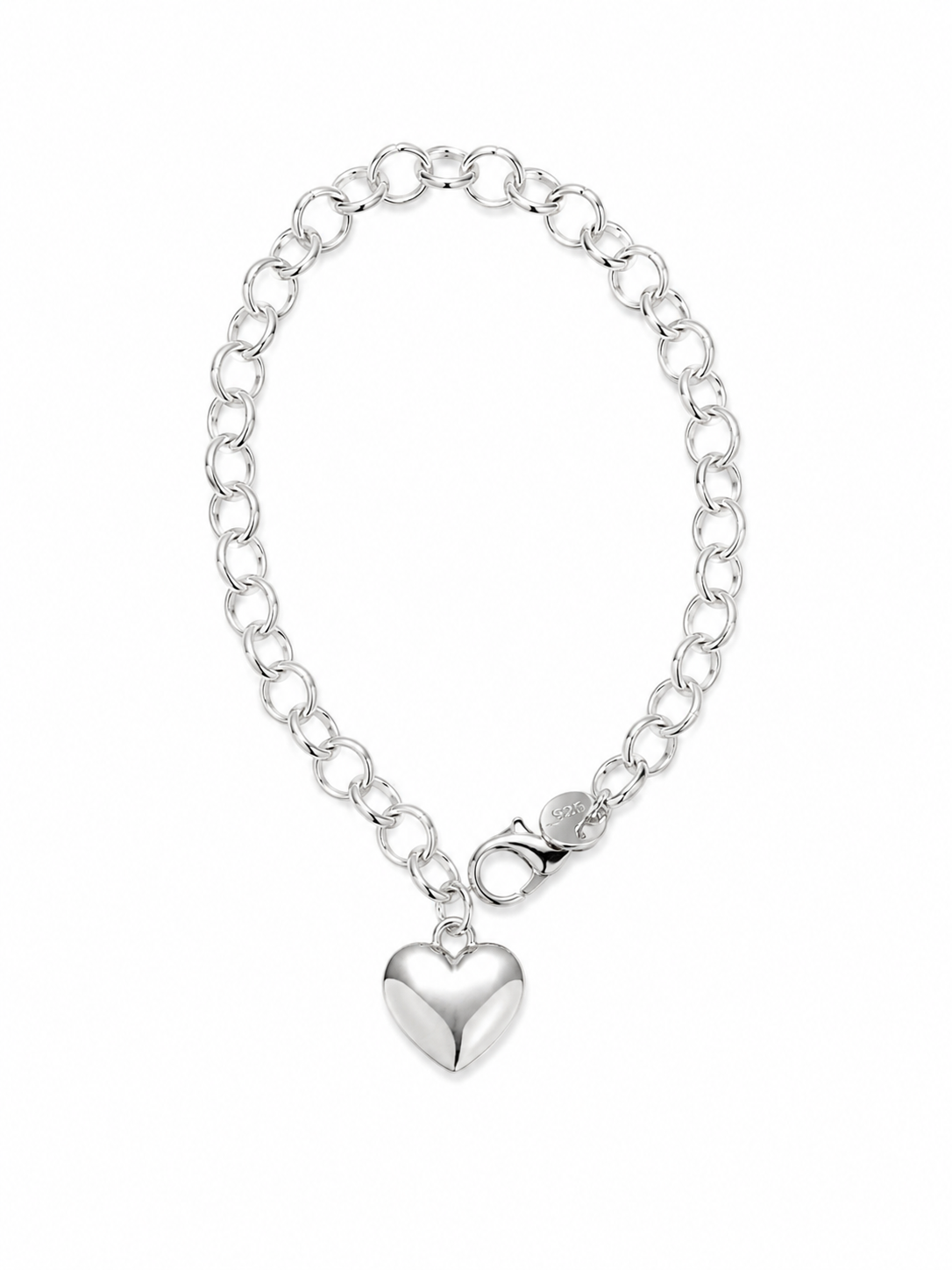 Pulsera de Cadena con Dije de Corazón Color Plateado.