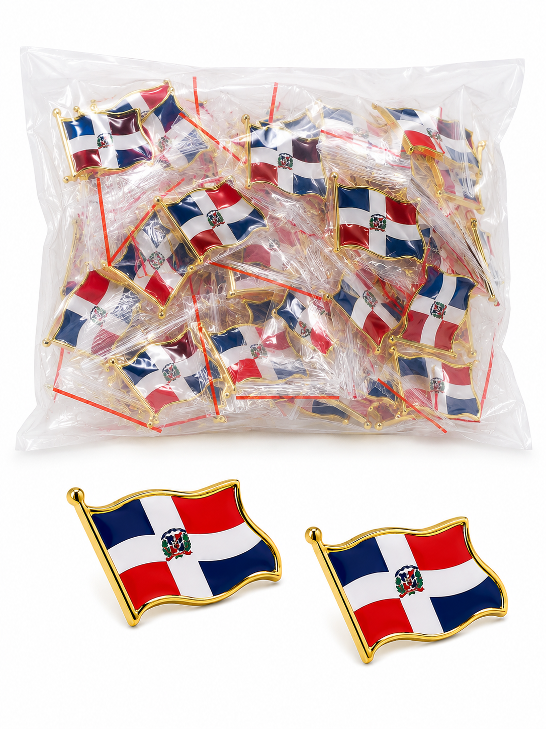 Set de 50 Pines de Bandera de República Dominicana.