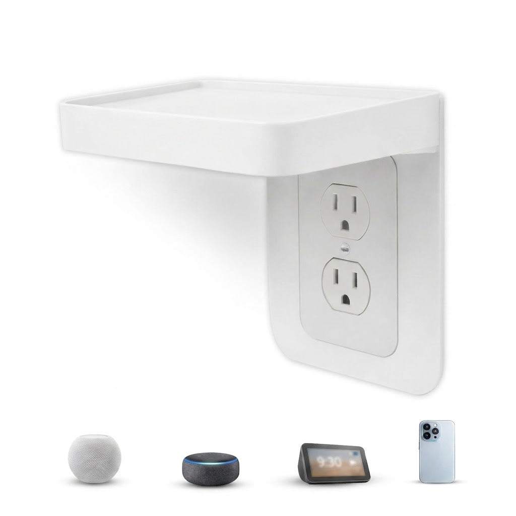 Estante que permite organizar el espacio en baños, cocinas o dormitorios, soportando dispositivos pequeños como altavoces inteligentes o teléfono.