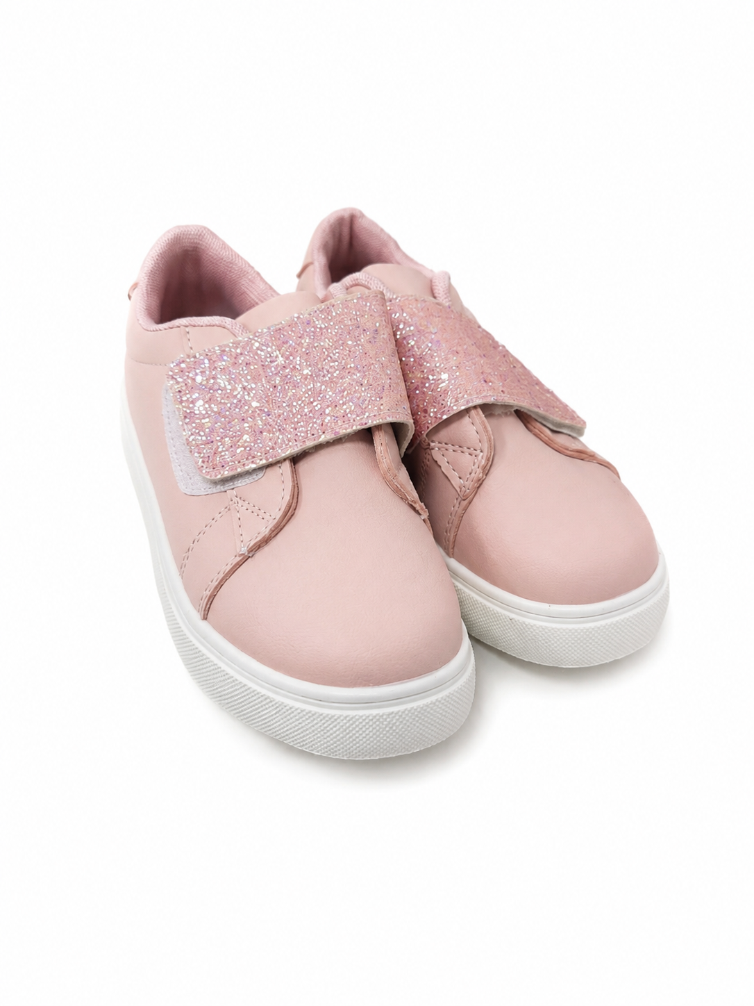 Zapatos Casual Infantiles con Cierre de Velcro y Detalle Brillante Color Rosa Talla 30.