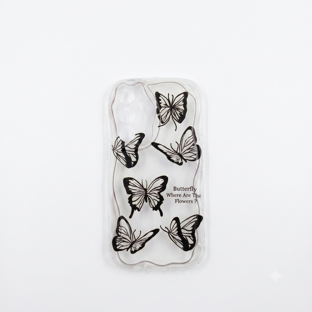 Case para samsung galaxy A55, transparente mariposa.