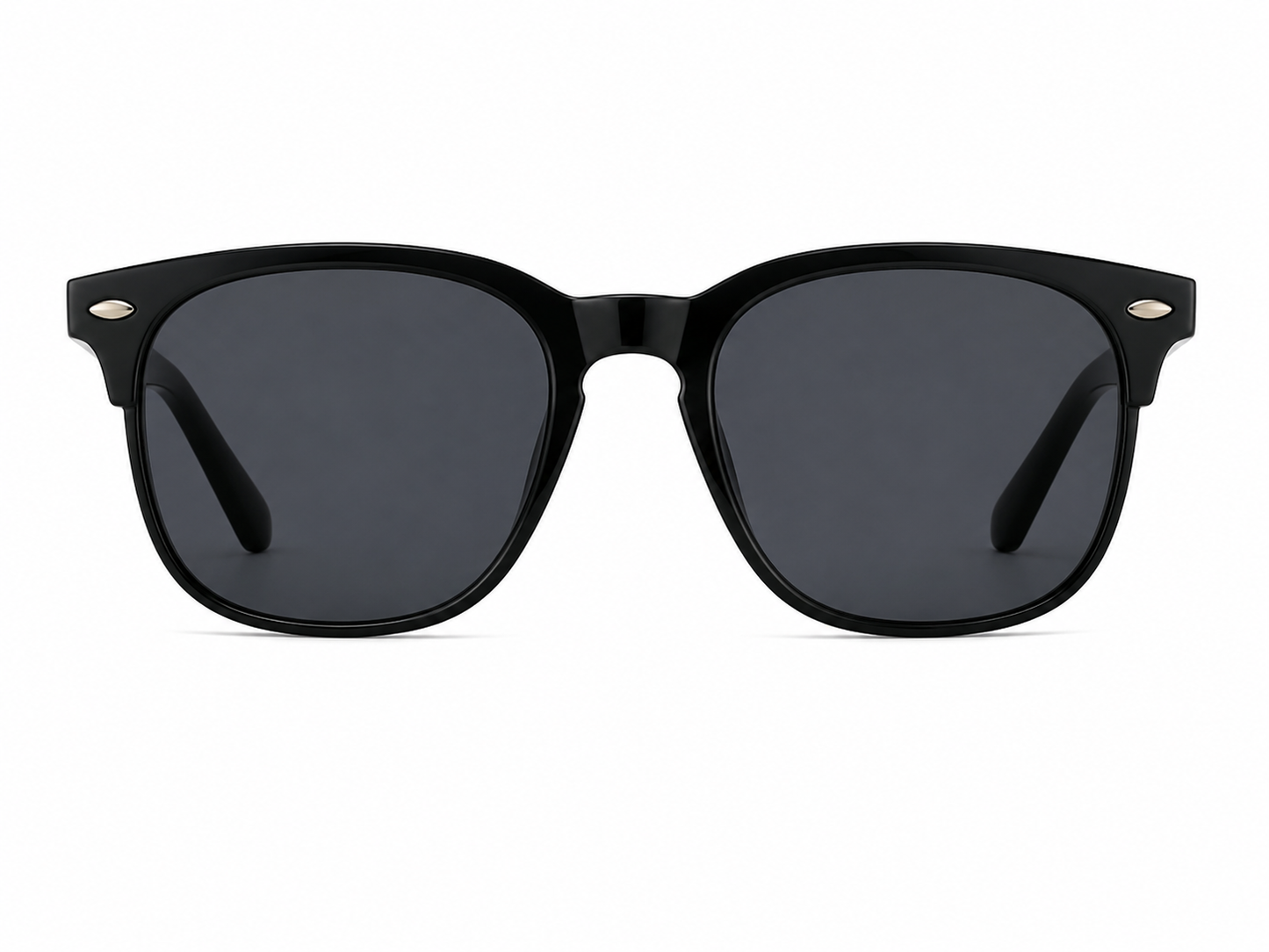 Gafas de sol con lentes oscuros y montura negra unisex.