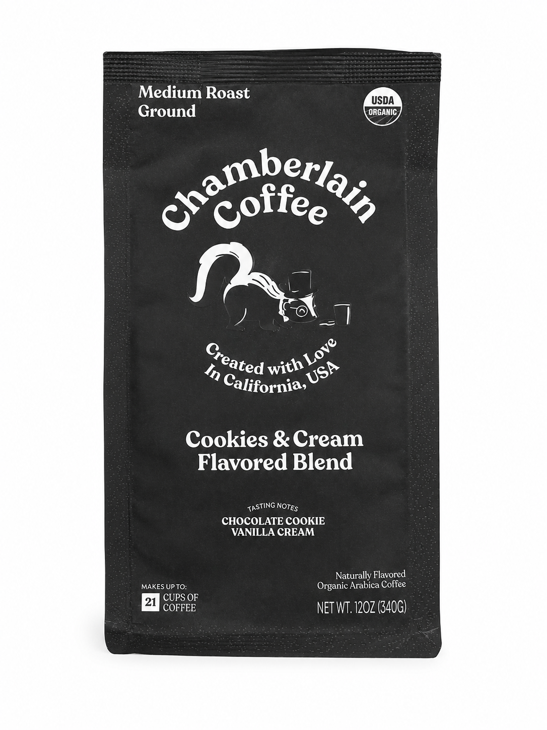 Café Molido de Tueste Medio Sabor Cookies & Cream 12 oz Orgánico.