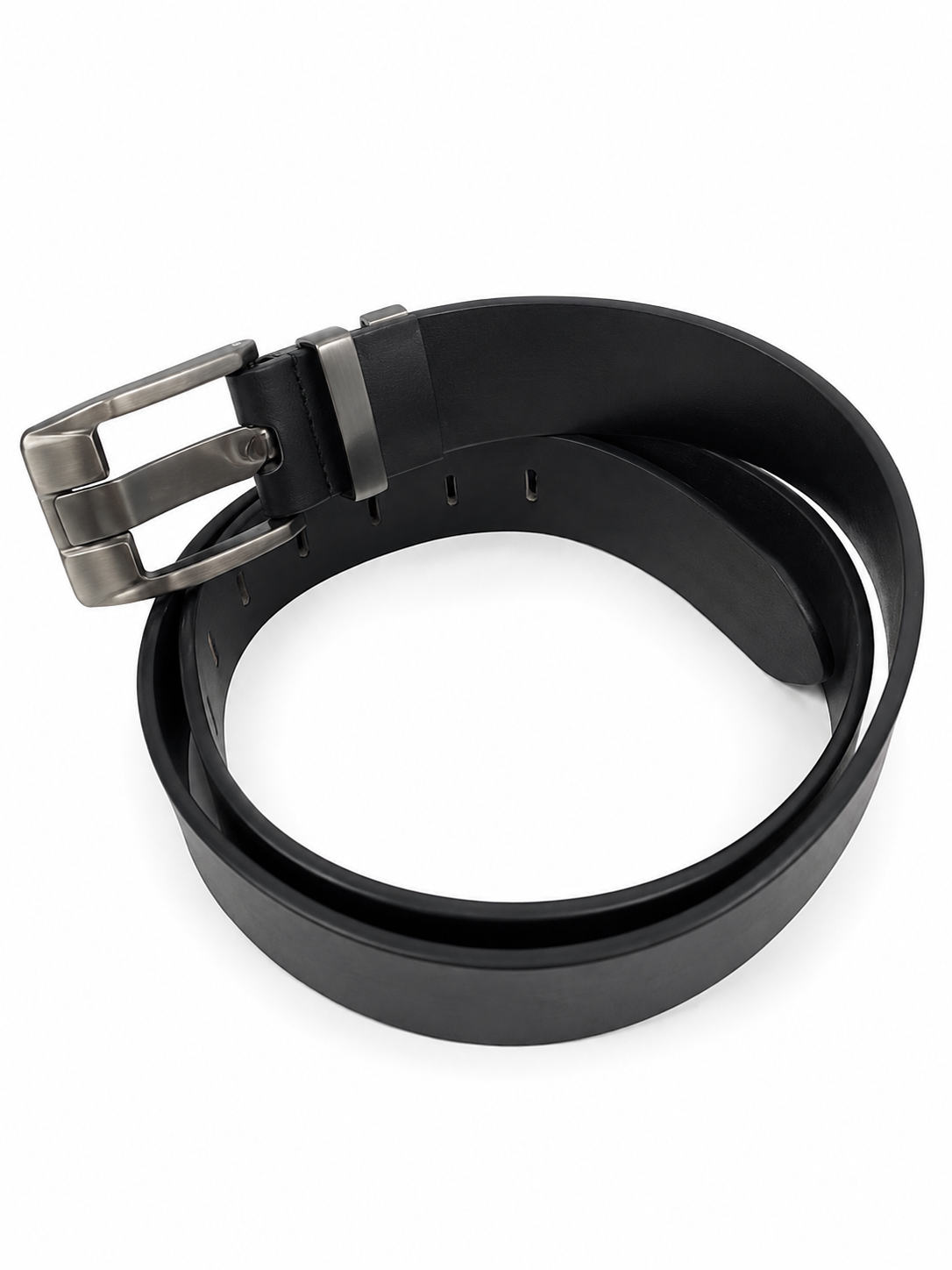 Cinturón Negro para Hombre con Hebilla Metálica Rectangular y Correa Ajustable.
