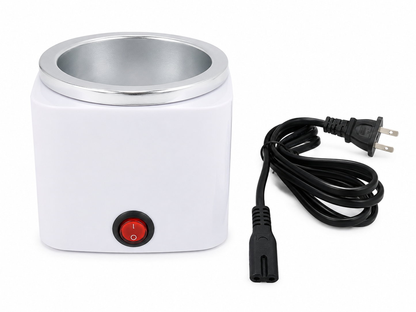 Calentador Eléctrico para Cera Depilatoria con Recipiente de Aluminio, Interruptor de Encendido y Cable de Alimentación.