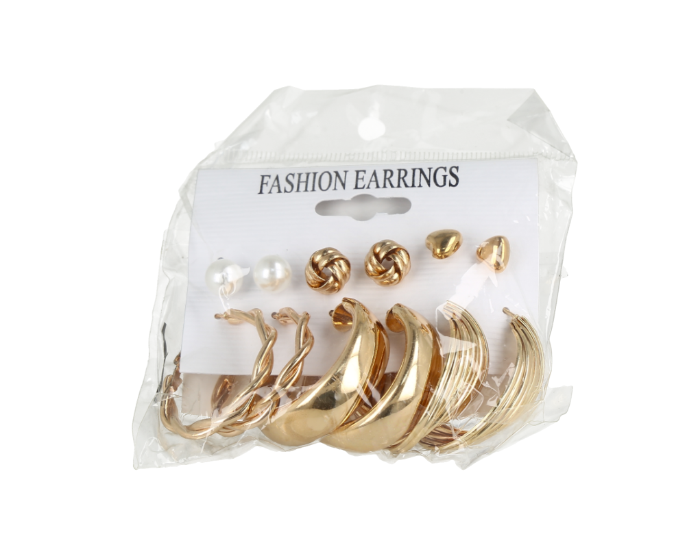 set de aretes para dama color dorado fashion