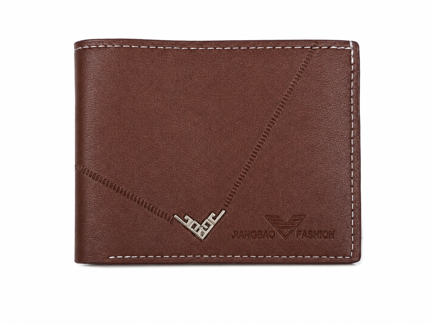 Billetera plegable para hombre de cuero sintético color café.