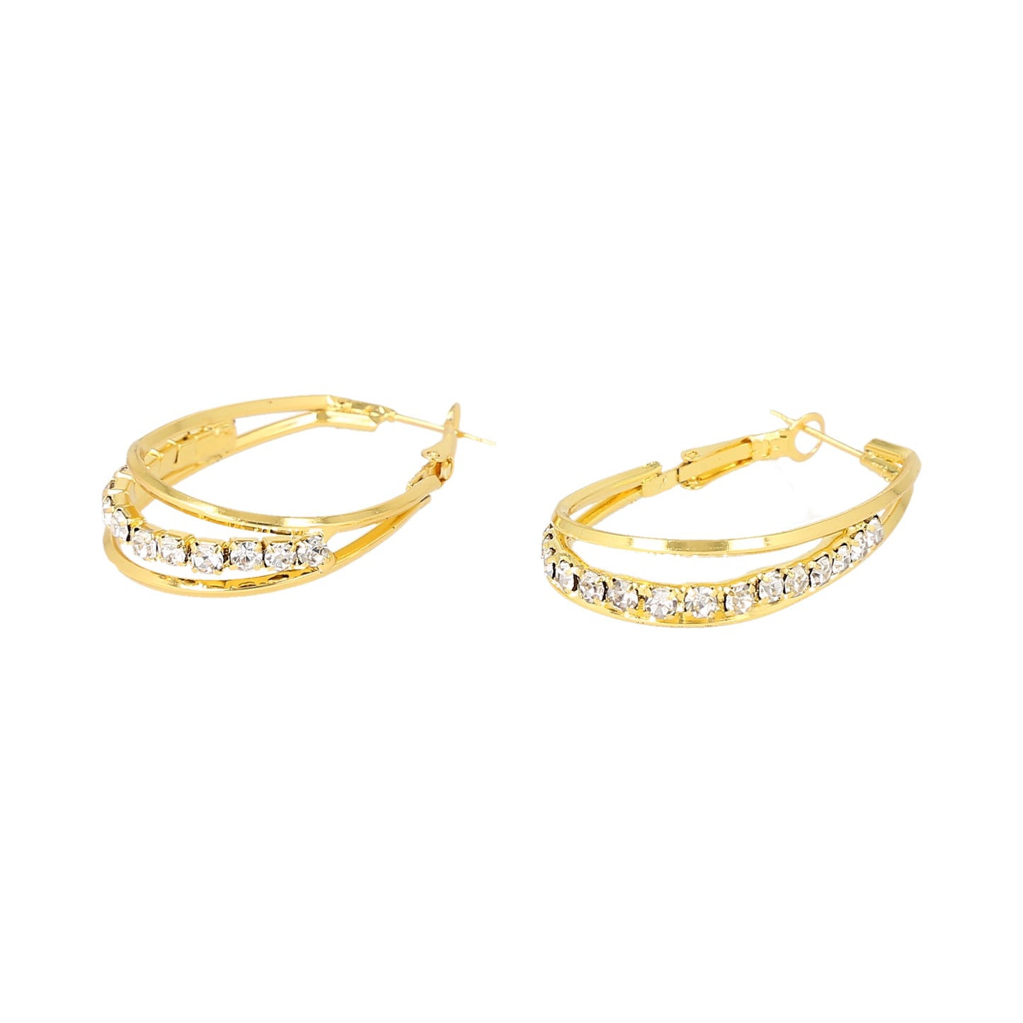Pendientes circulares de cristal para mujer, dorado