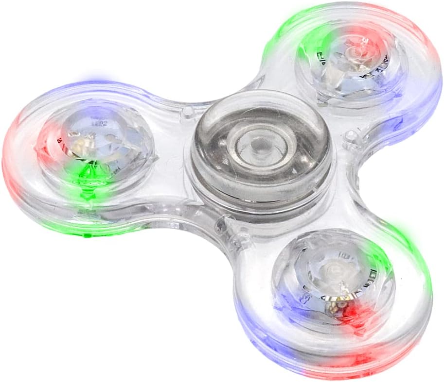 Juguete giratorio sensorial fidget spinner cuenta con luces LED incorporadas que se iluminan al girar.