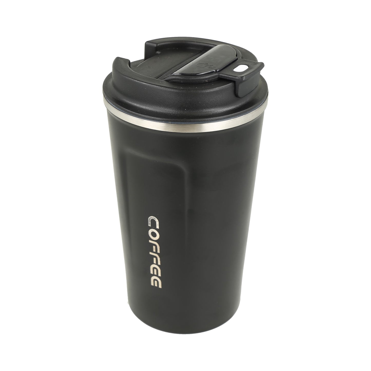 Taza de café vacuum cup de acero inoxidable, negra