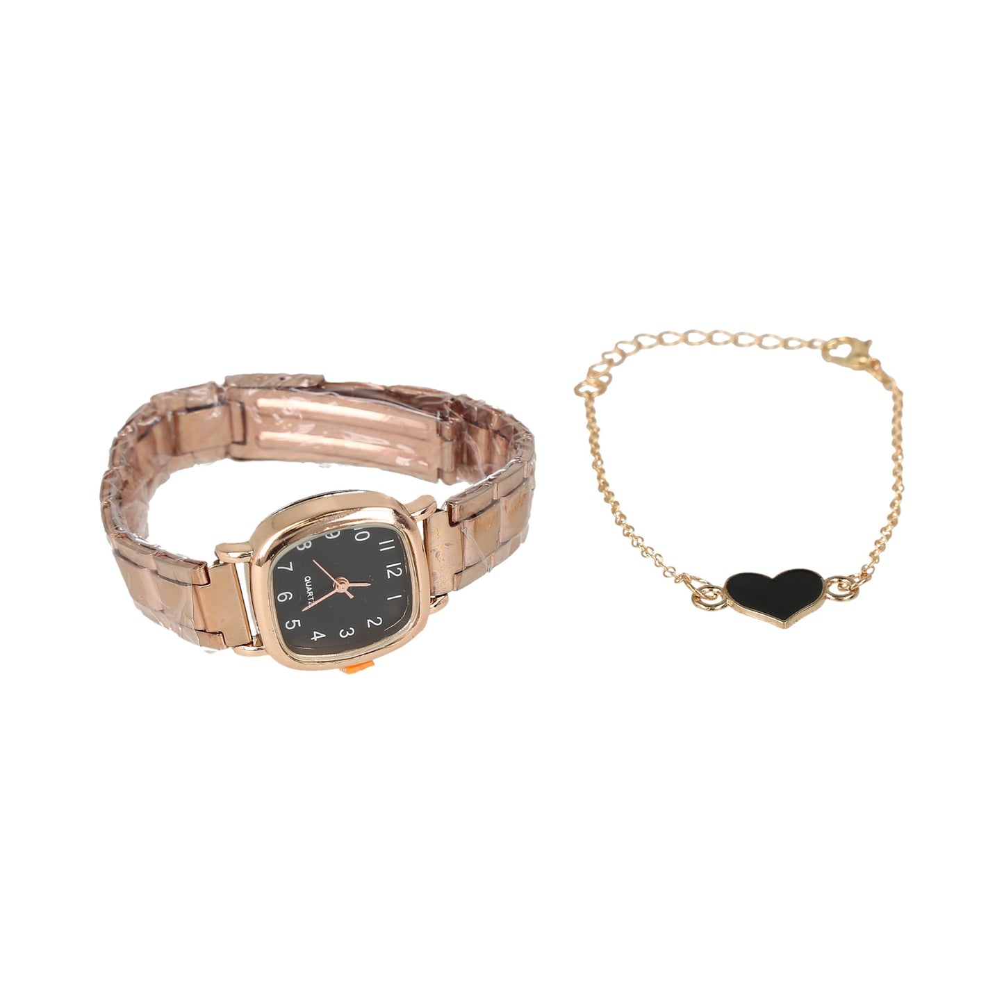 Kit reloj mas pulsera corazon para mujer tono rose gold y gold