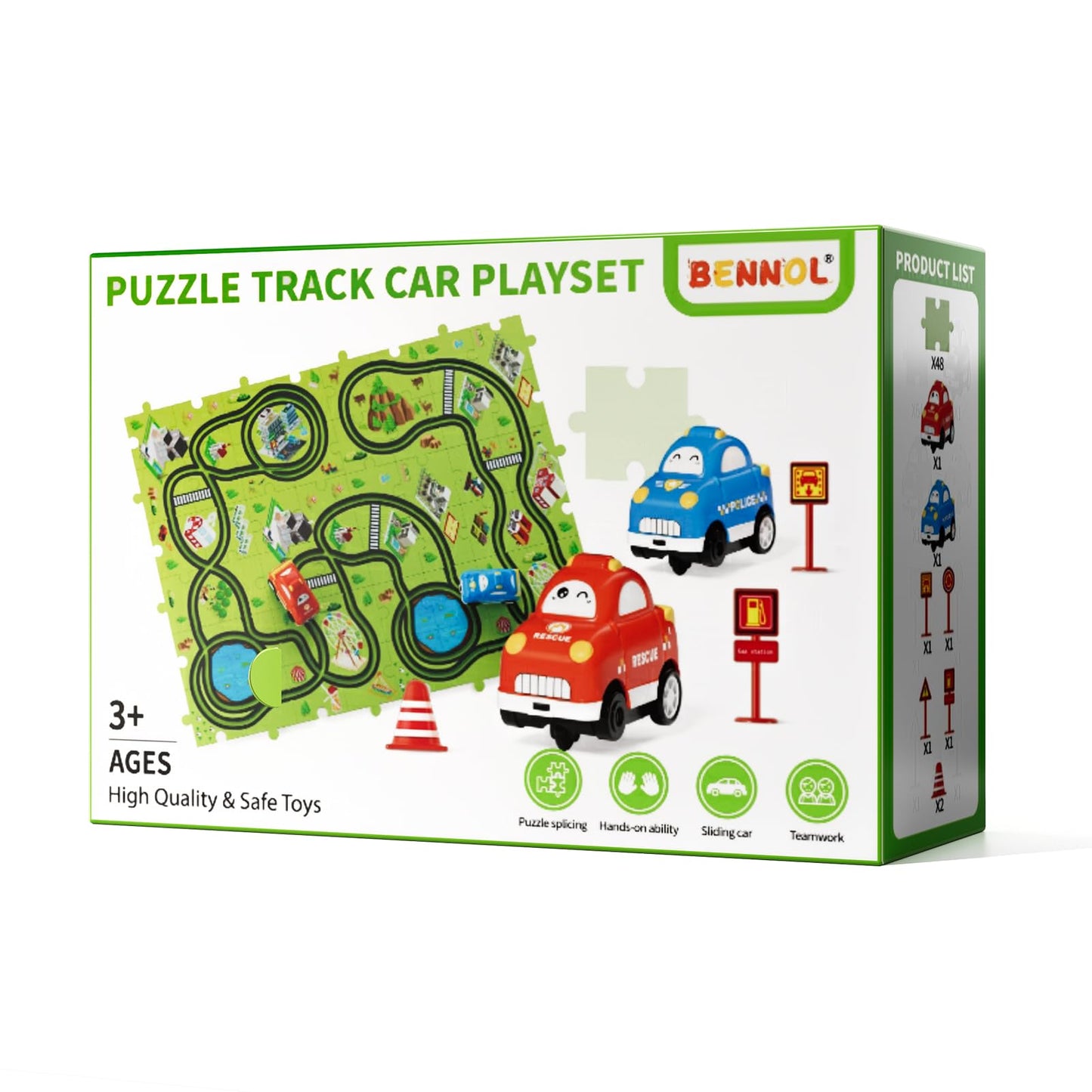 Conjunto de rompecabezas y pistas de carreras para niños pequeños, diseñado para edades de 3 años en adelante