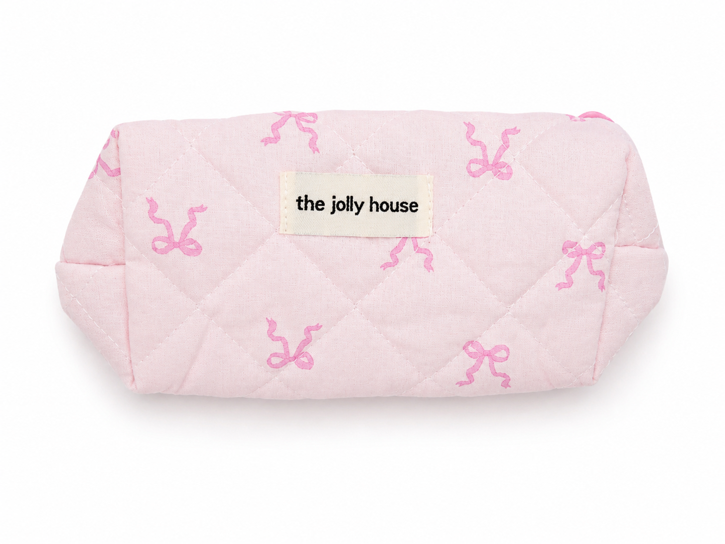 Neceser Acolchado Rosa con Estampado de Lazos.