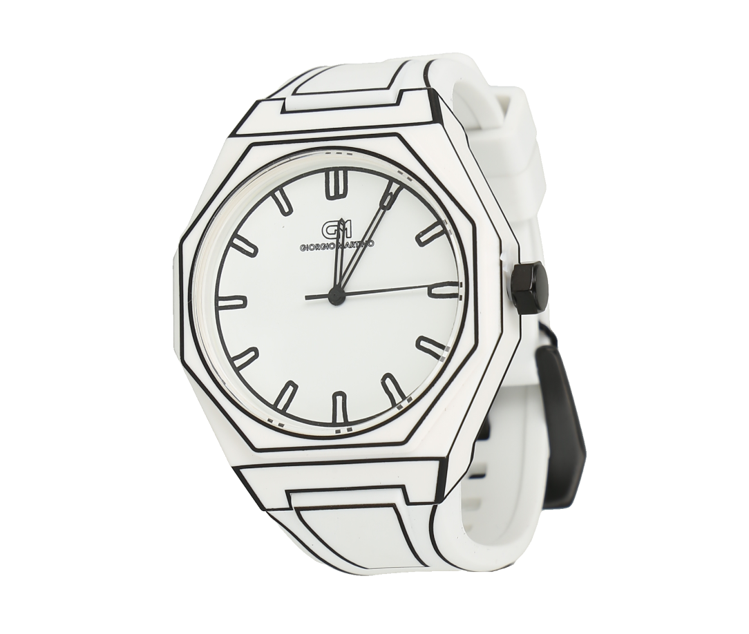 Reloj deportivo GM blanco.