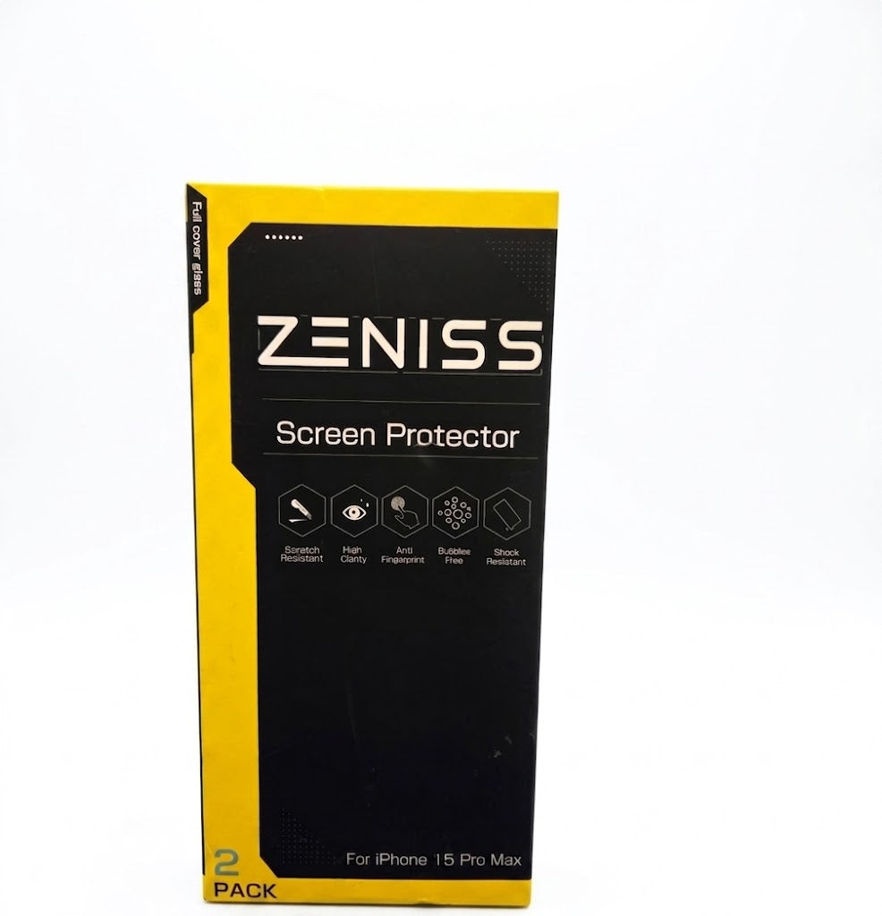 Paquete de 2 protectores de pantalla de cobertura total para el iPhone 15 Pro Max.