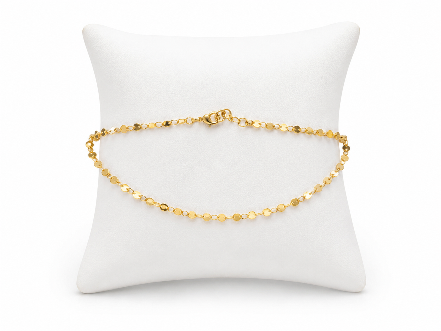 Collar de Cadena con Discos Brillantes Color Dorado.