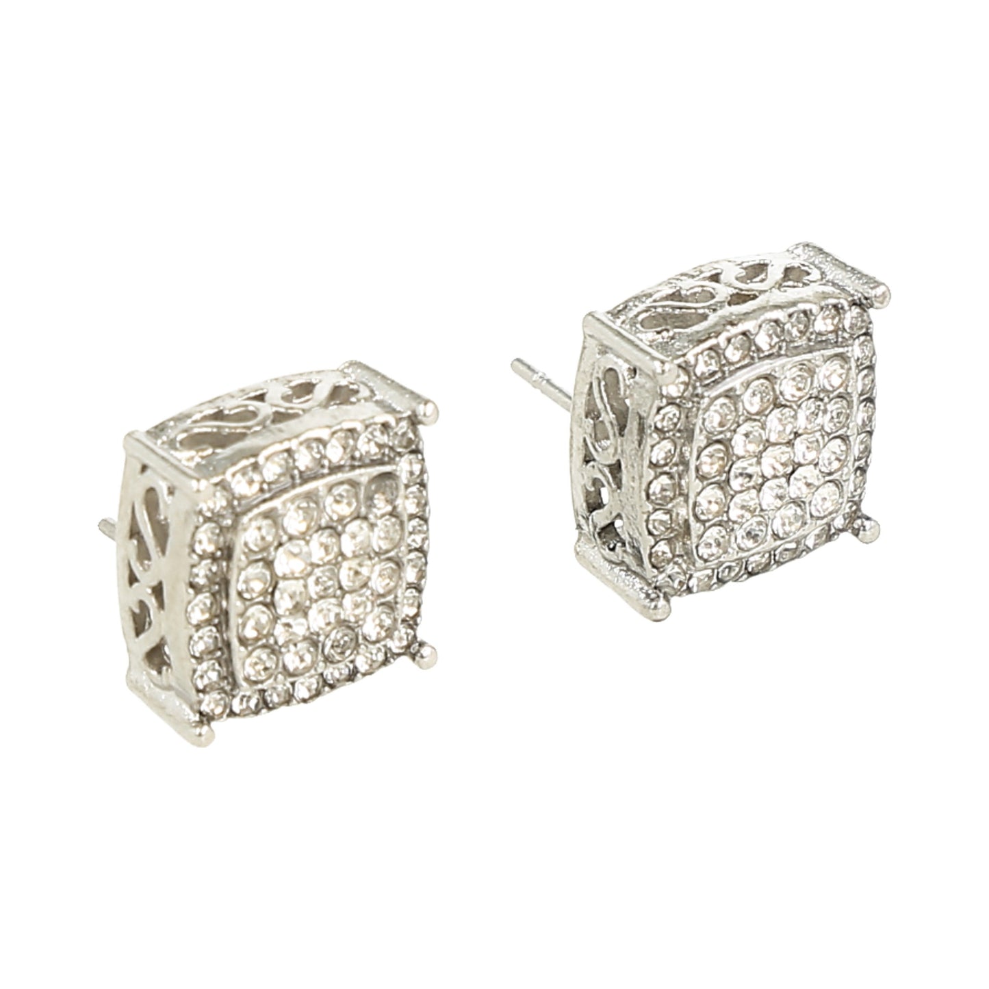 Aretes figura cuadrada color Silver