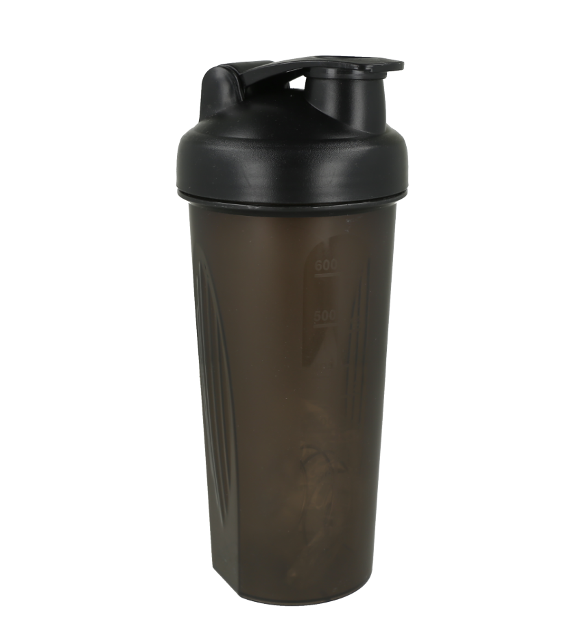 botella mezcladora de proteínas, negro
