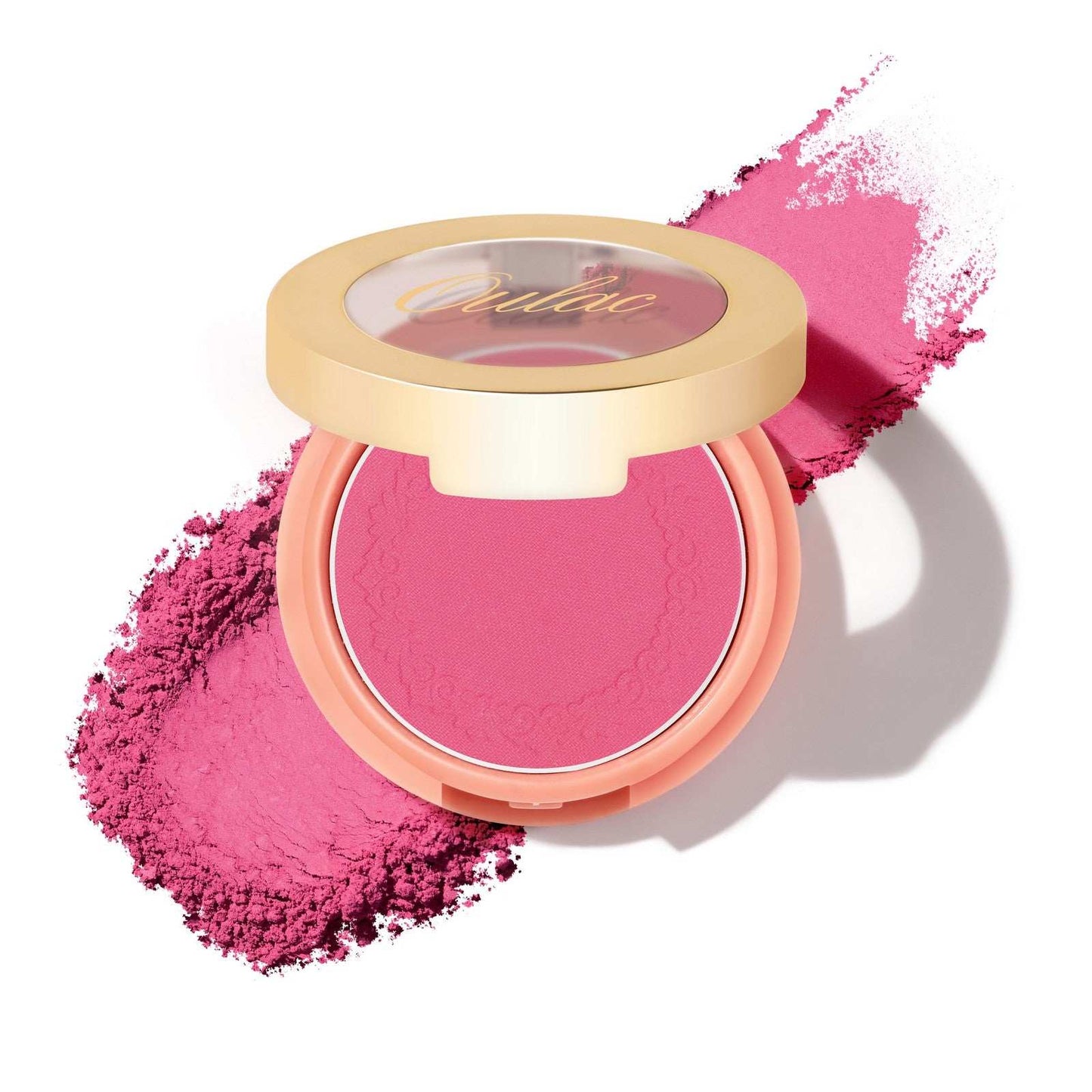 Rubor en polvo en un tono rosado vibrante.