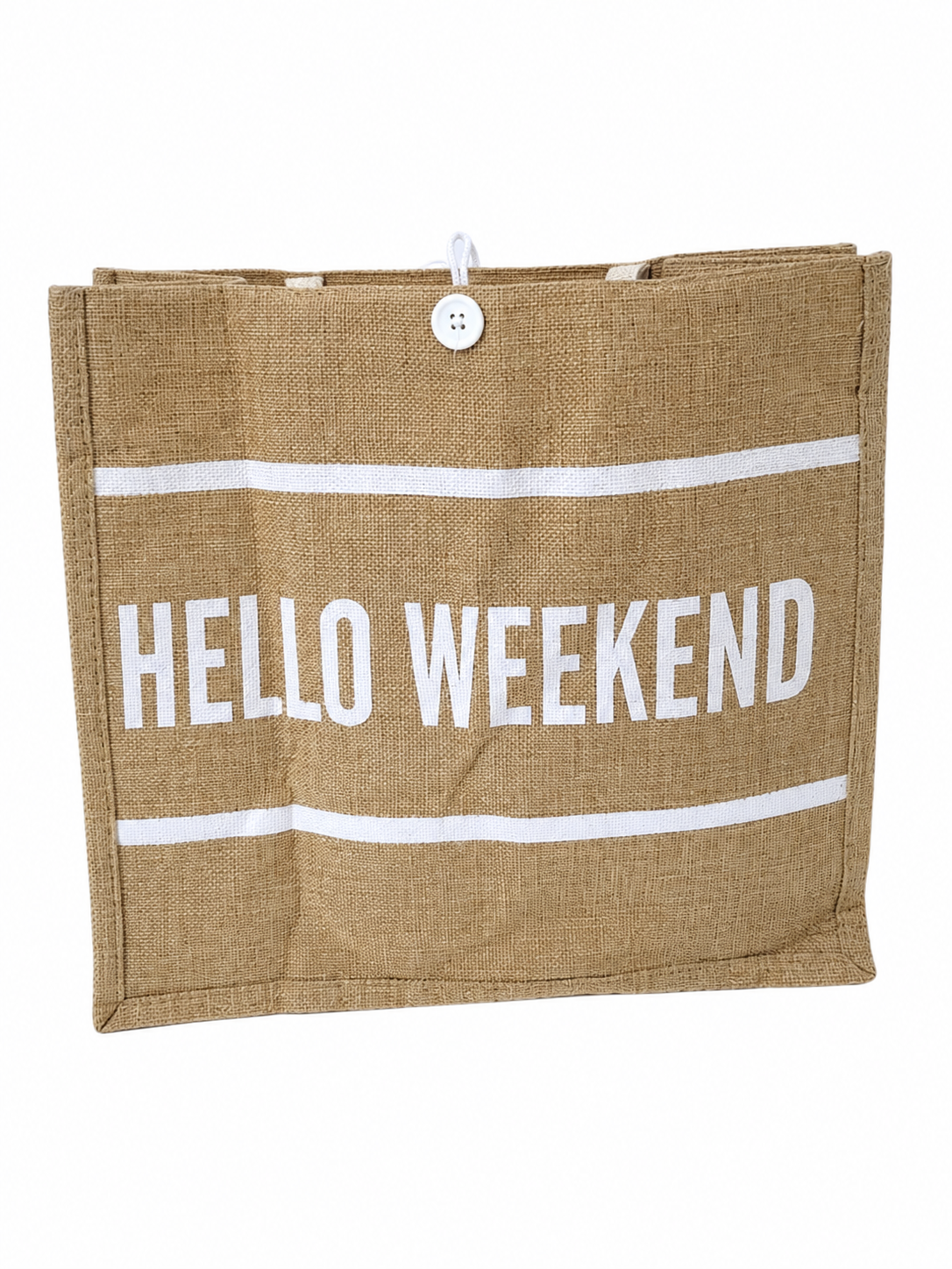 Bolso Tote de Yute con Diseño Decorativo para Compras y Playa.