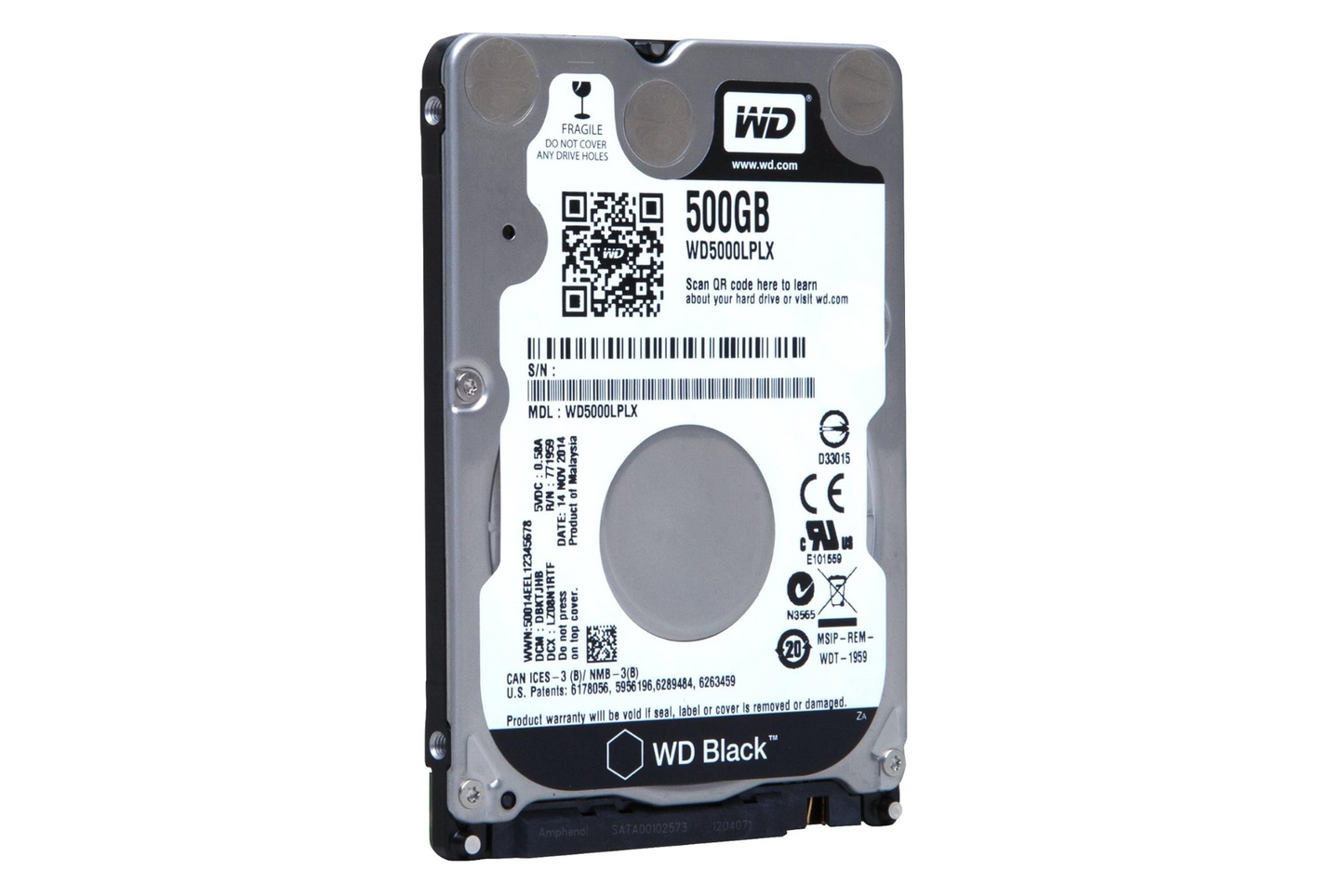 WD - Disco duro de 500 GB, 7200 RPM