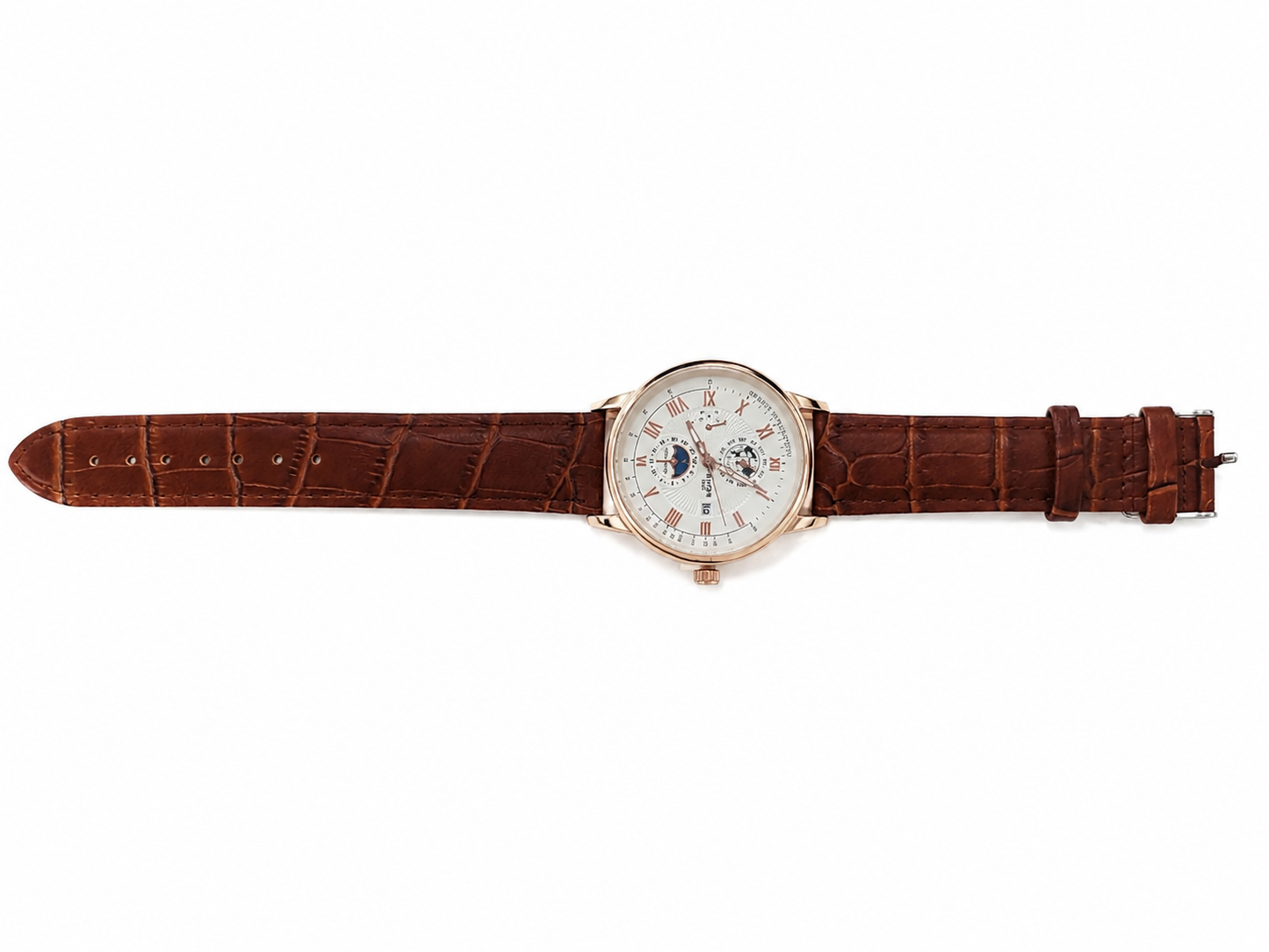 Reloj Analógico Clásico con Correa de Cuero Marrón.