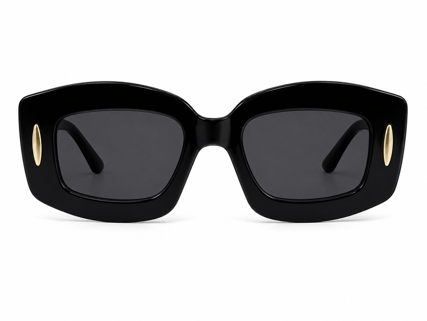 Gafas de Sol Oversize con Montura Negra y Diseño Rectangular Elegante.