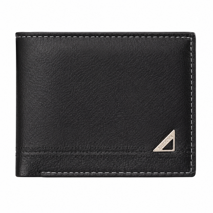 Billetera Bifold para Hombre de Cuero Sintético, Diseño Clásico con Compartimentos para Tarjetas y Billetes, Color Negro.