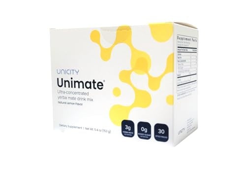 UNICITY Unimate Limón Natural - Mezcla de Yerba Mate Ultra Concentrada (30 Paquetes)