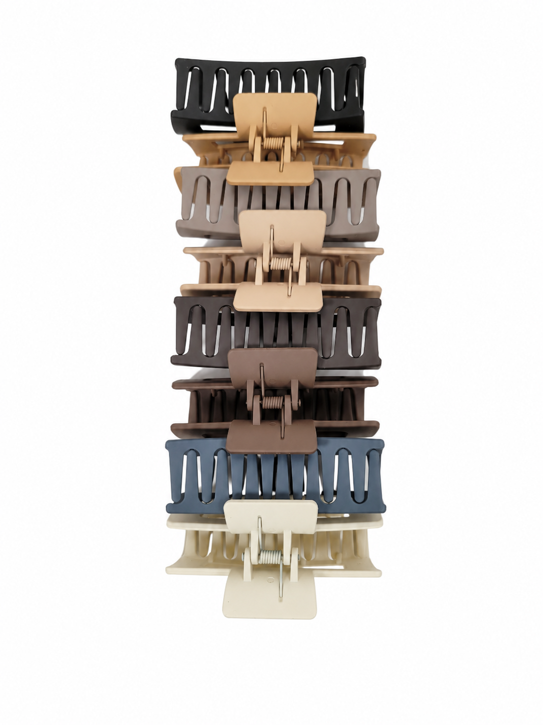 Juego de Pinzas Grandes para Cabello en Colores Neutros, Paquete de 8 Unidades.