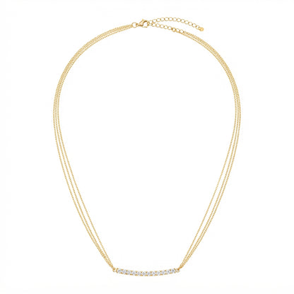 Collar Multicapa Dorado para Mujer con Cadenas Delgadas y Detalles Geométricos Ajustable.