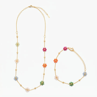 Set de Joyería Floral collar y pulsera.