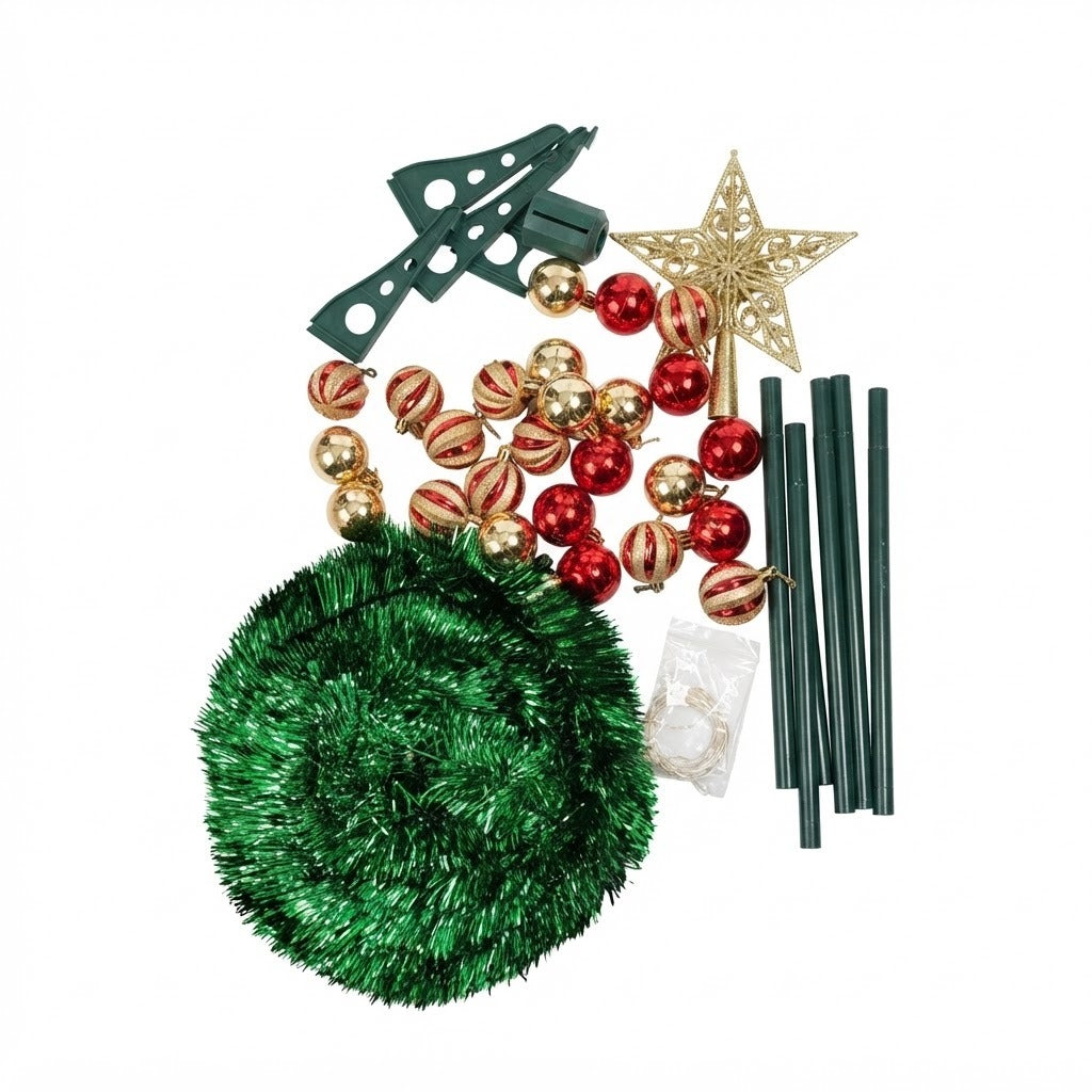 Árbol decorativo cónico rojo con lentejuelas brillantes de 5 pies.