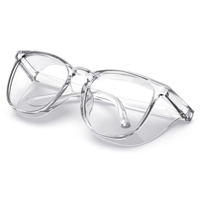 Lentes con montura transparente de diseño rectangular redondeado.