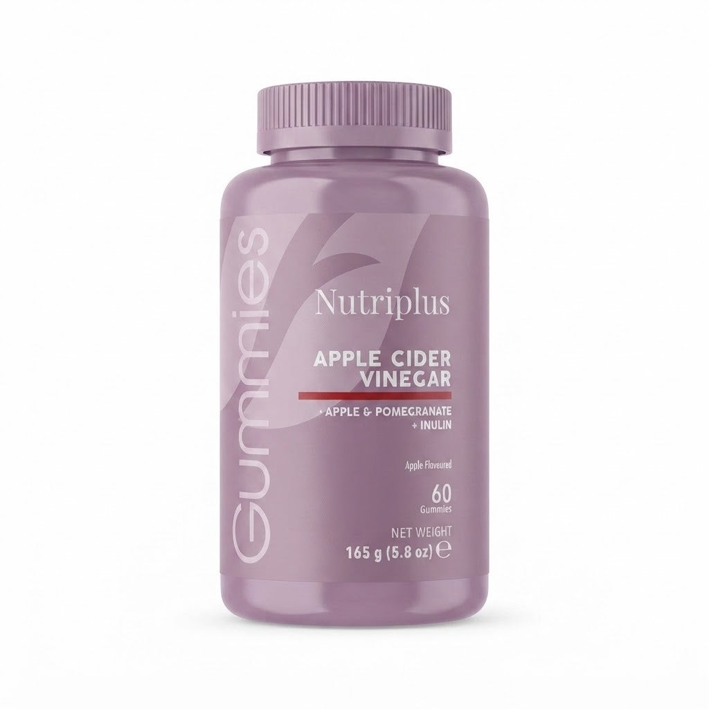 Suplemento alimenticio en formato masticable que combina vinagre de sidra de manzana con inulina, ácido fólico y vitamina B12.