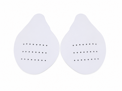 Almohadillas protectoras para la punta del pie en color blanco.