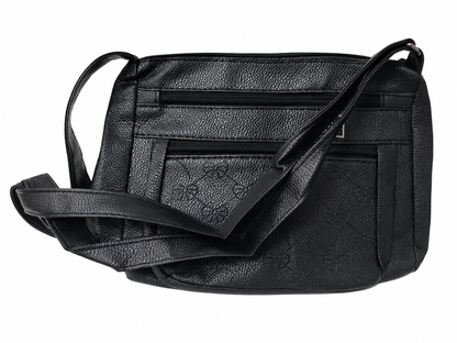 Bolso Negro Crossbody para Mujer con Múltiples Bolsillos y Cierres.