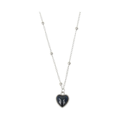 Cadena silver con corazon negro