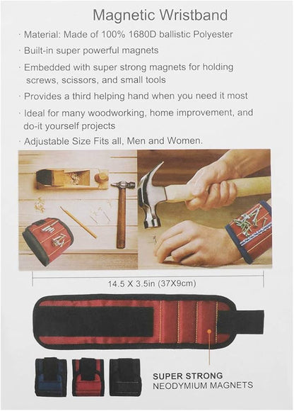 Muñequera magnética fabricada con poliéster balístico resistente.