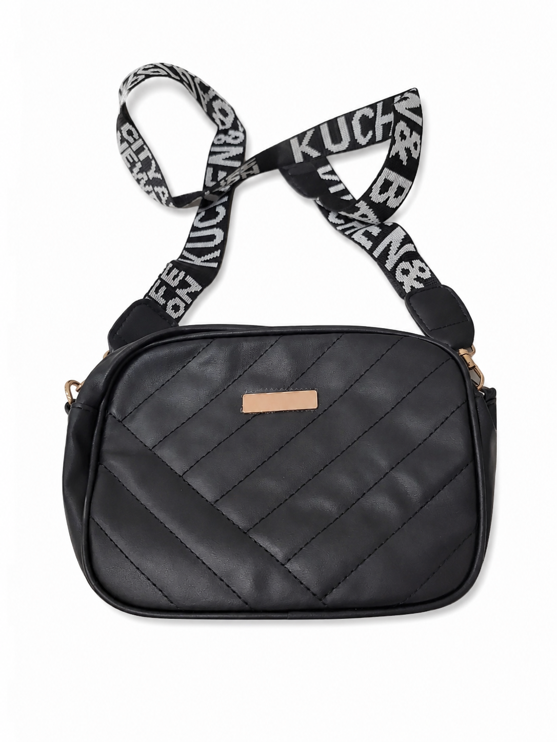 Bolso Crossbody Acolchado para Mujer con Correa Ajustable – Diseño Elegante Negro.