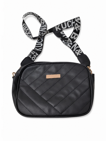 Bolso Crossbody Acolchado para Mujer con Correa Ajustable – Diseño Elegante Negro.