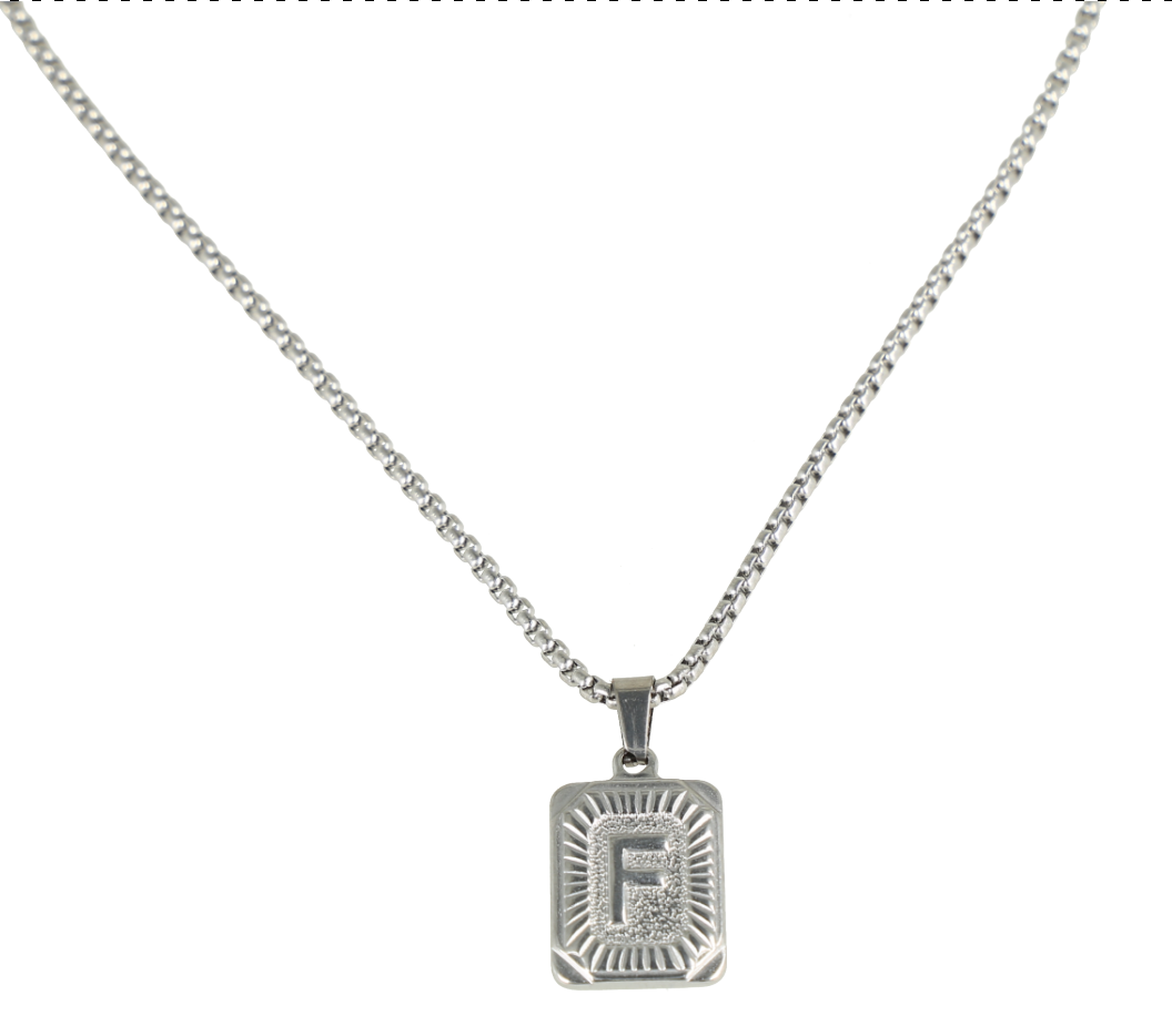 Cadena color silver con dige leta E