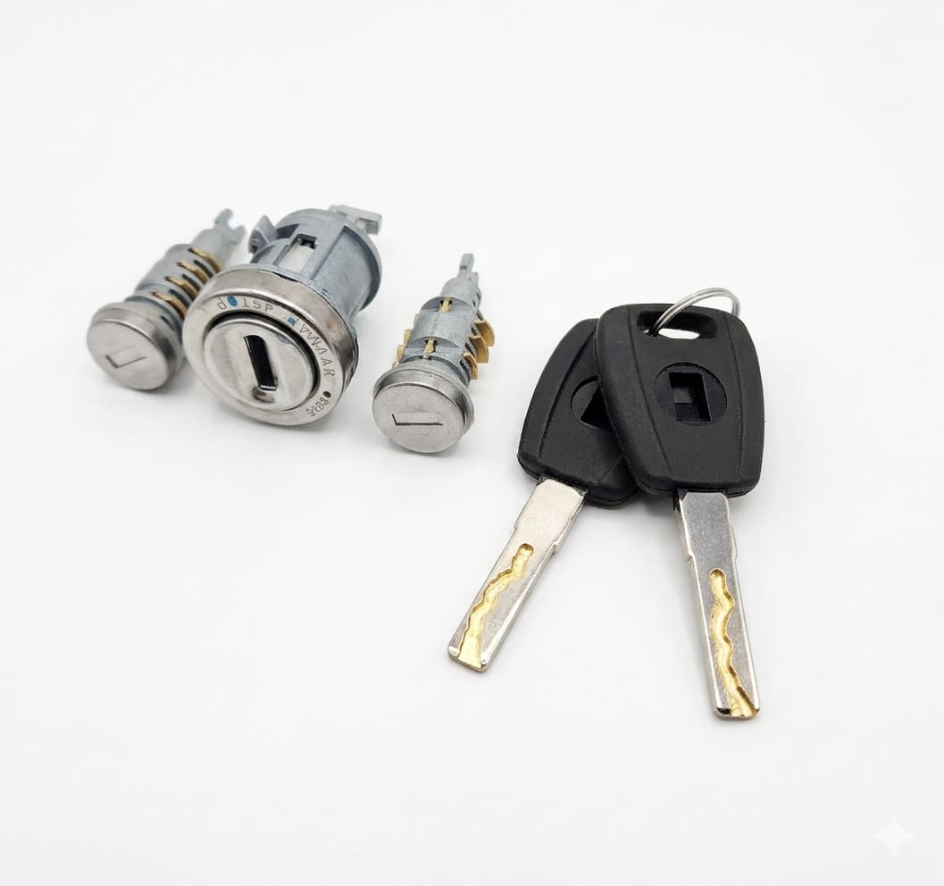 Interruptor de encendido y cilindro de bloqueo de puerta diseñado para vehículos como el Fiat Ducato, Peugeot Boxer o Citroen Jumper.