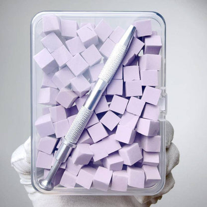 Kit de mini esponjas cuadradas para decoración de uñas en degradado.
