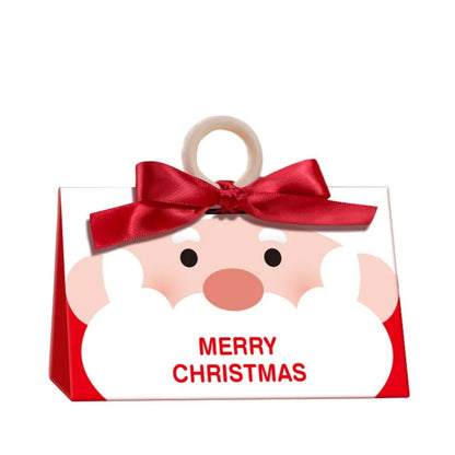 Set de 10 cajas de regalo navideñas con diseño de Santa Claus y lazo rojo.